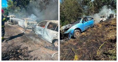 Incendiu devastator lângă Sighișoara: Cinci mașini, distruse de flăcări