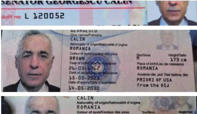 Trei acte diplomatice false găsite acasă la Călin Georgescu