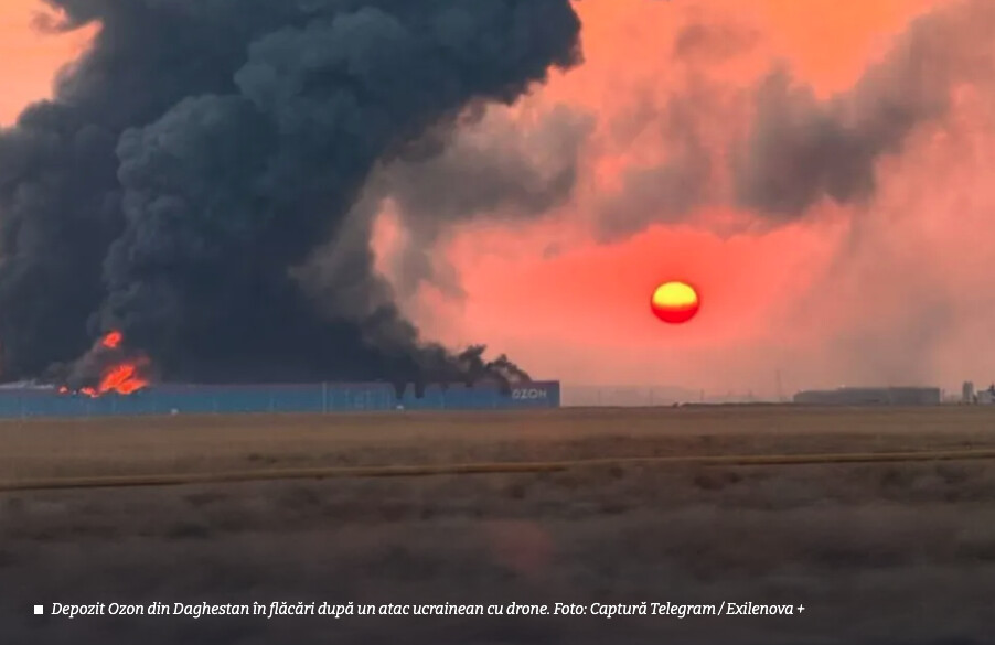 VIDEO Depozitele Ozon din Rusia, în flăcări după noi atacuri cu drone ale Ucrainei