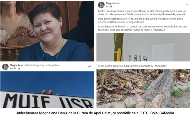  Judecătoare de Curte de Apel: „Nesimțitul ăla cocoțat prea sus pentru nivelul lui moral și intelectual”/„Muie USR”
