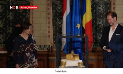 VIDEO Coiful de la Coțofenești și două brățări dacice au fost prezentate public de poliția olandeză