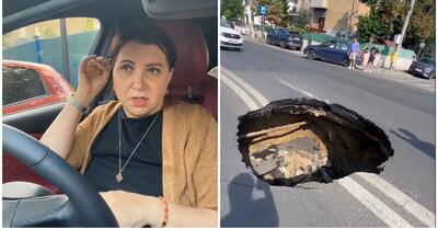Carmen Șerban, șocată după ce mașina i-a căzut în craterul de pe Eroilor