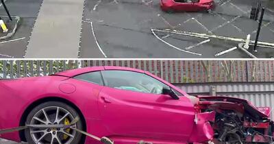 Posesoarea singurului Ferrari roz din Marea Britanie și-a făcut praf bolidul de 120.000 de lire sterline, iar firma de asigurare refuză să plătească reparația