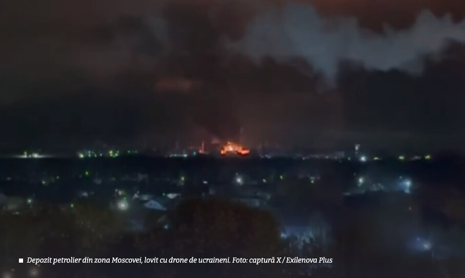 VIDEO Ucraina, atac masiv cu 650 de drone spre Moscova: o bază petrolieră cheie a luat foc